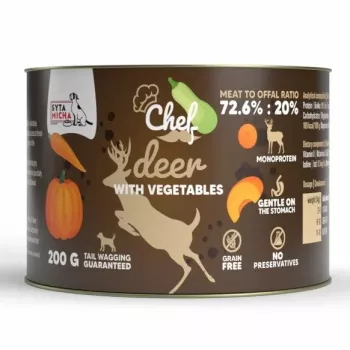SYTA MICHA Chef Deer with Vegetables Mono šlapias ėdalas šunims 200 g