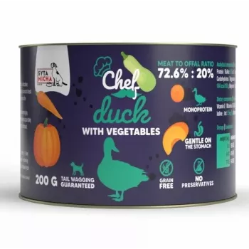 SYTA MICHA Chef Duck with Vegetables Mono šlapias ėdalas šunims 200 g