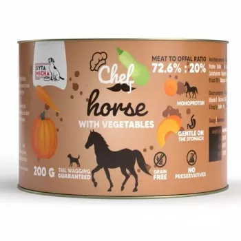 SYTA MICHA Chef Horse with Vegetables Mono šlapias ėdalas šunims 200 g