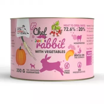 SYTA MICHA Chef Junior Rabbit with Vegetables Mono šlapias ėdalas šuniukams 200g
