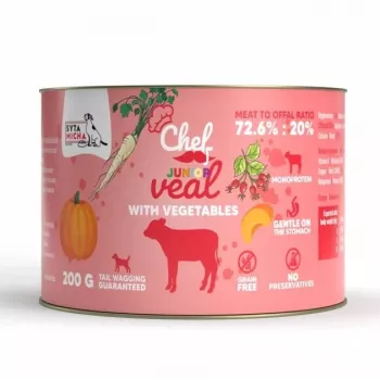 SYTA MICHA Chef Junior Veal with Vegetables Mono šlapias šunų maistas 200g