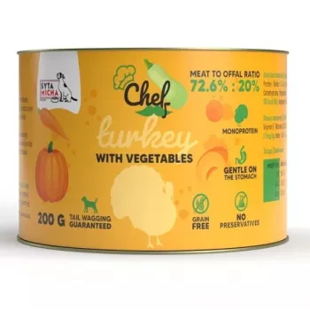 SYTA MICHA Chef Turkey with Vegetables Mono šlapias ėdalas šunims 200g