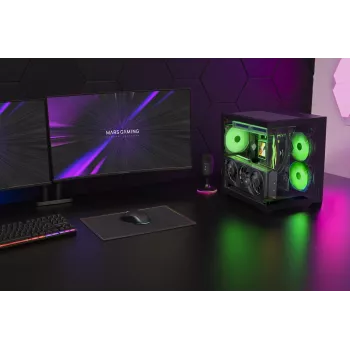 TACENS MARS MC-VIEW3 Micro-ATX korpusas su 3 ARGB ventiliatoriais, USB-C, grūdintu stiklu