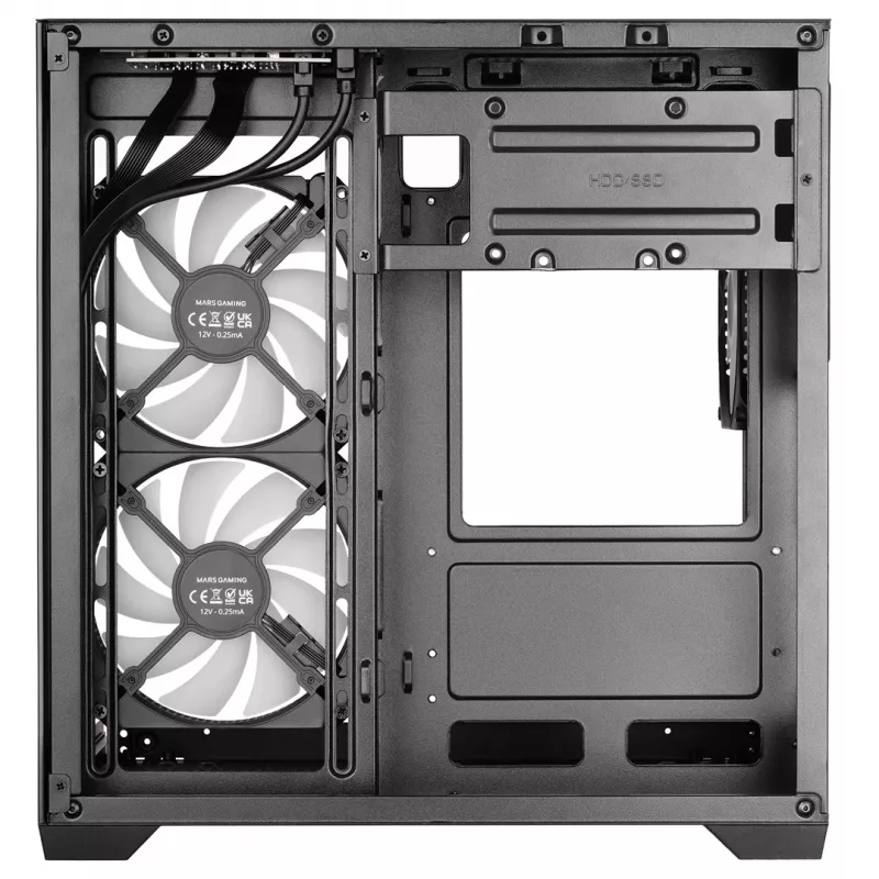 TACENS MARS MC-VIEW3 Micro-ATX korpusas su 3 ARGB ventiliatoriais, USB-C, grūdintu stiklu