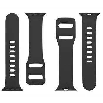 Tactical Apple Watch 38/40/41mm silikoninis dirželis su sagtimi, juodas