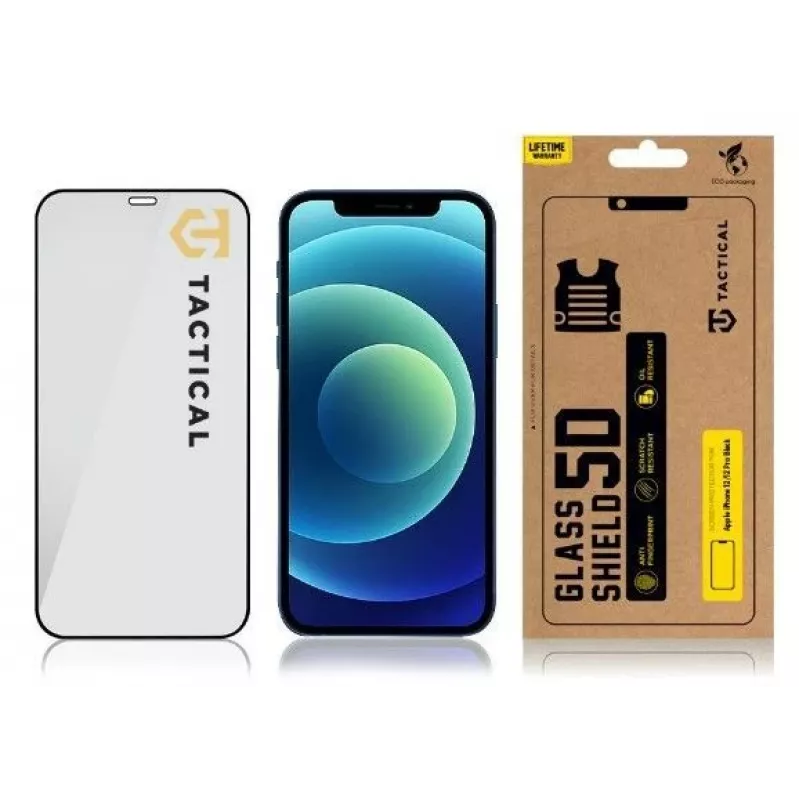 Tactical Glass Shield 5D, apsauginis stiklas, skirtas Apple iPhone 12 Pro / 12 Pro, juodas
