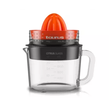 Taurus Citrus Glass Citrus spaudimas elektrinis 30 W 1 L stiklinis ąsotis juodos, raudonos, permatomos spalvos