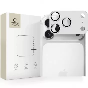 Tech-Protect CamFull Fit Apsauginis Objektyvo Stikliukas, Skirtas Apple iPhone 17 Pro Max - Sidabrinis