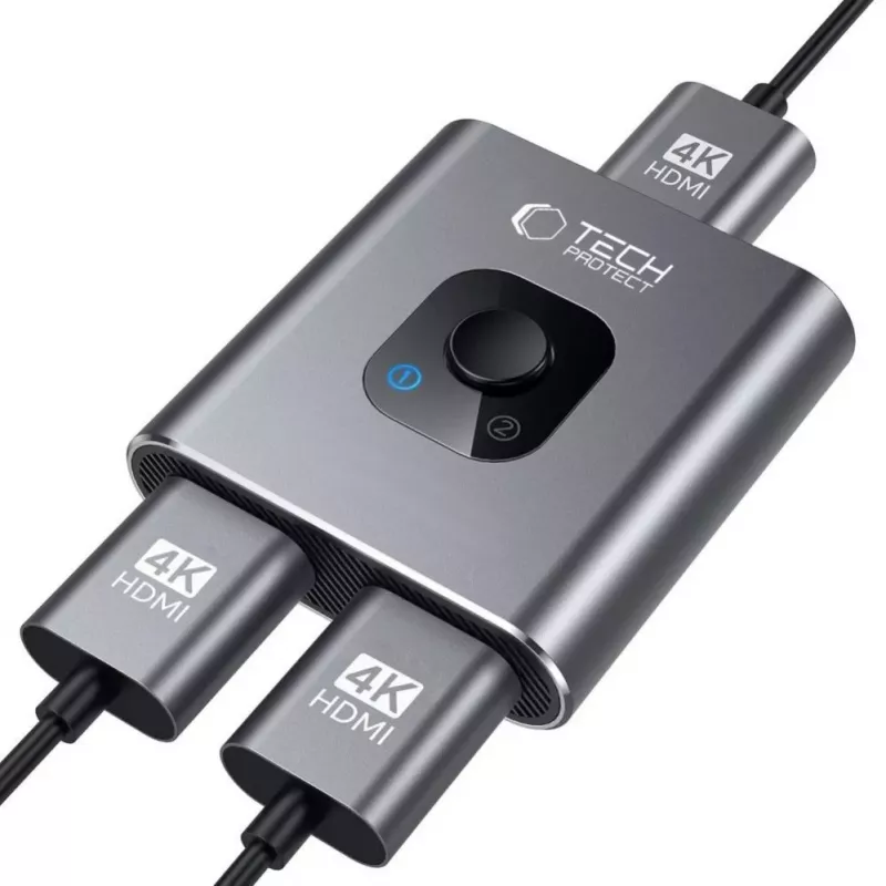 Tech-Protect HB07 USB-C Hub Adapter 2-in-1 HDMI 4K 60Hz - pilka