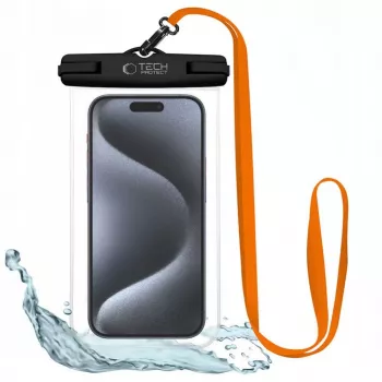Tech-Protect Magmat Hybrid Case, skirta Apple iPhone 15 Pro Max, juoda/oranžinė, suderinama su MagSafe