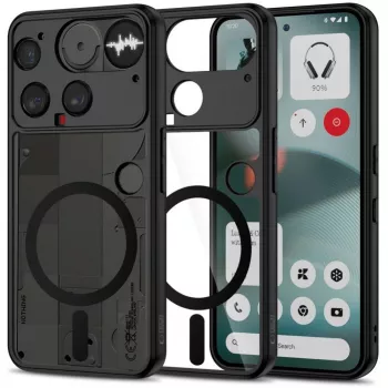 Tech-Protect MagMat MagSafe dėklas, skirtas Nothing Phone 3 - juodas ir skaidrus