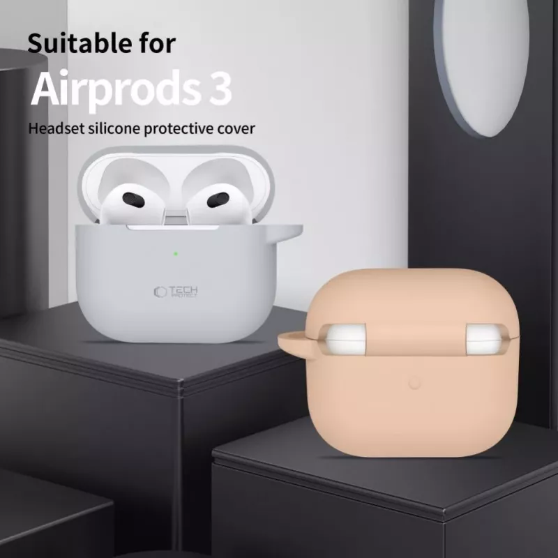 Tech-Protect Silicone Hook Case, skirta Apple AirPods 3 – pilka