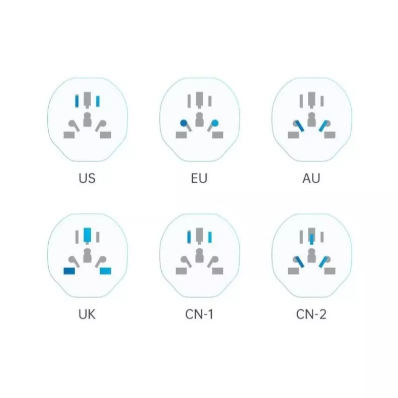 Tech-Protect Universal WL-09 Universalus kelioninis adapteris iš EU baltas