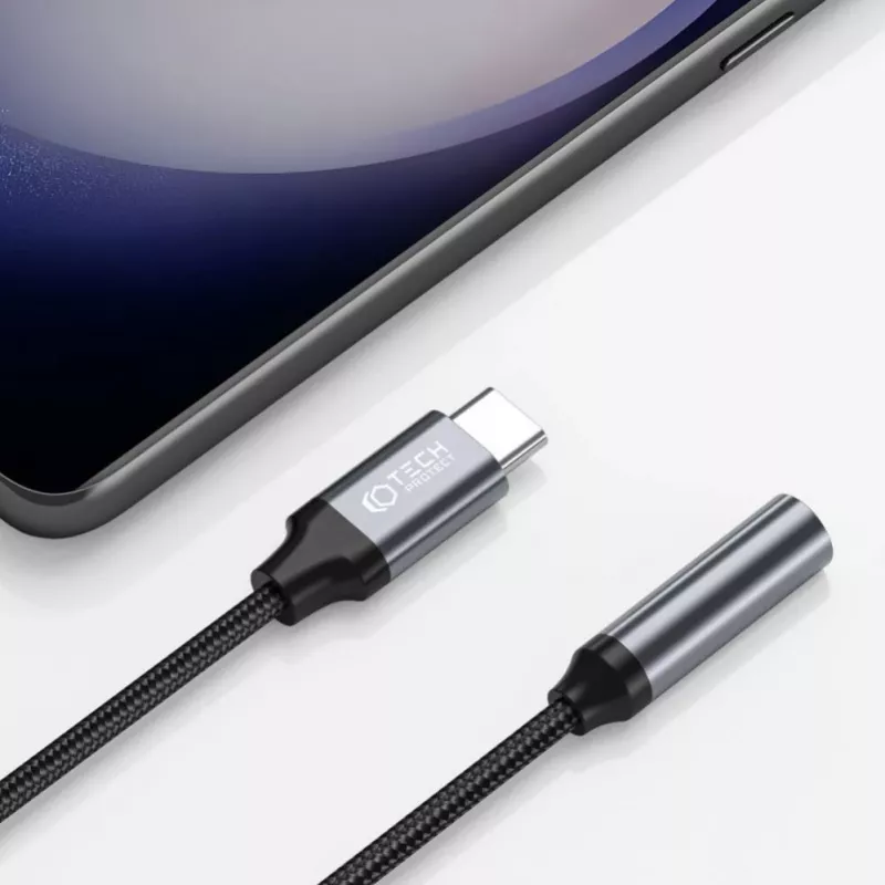 Tech-Protect USB-C į 3,5 mm mini lizdo garso adapteris (moterinis) - juoda