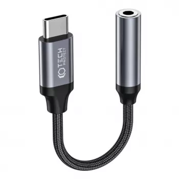 Tech-Protect USB-C į 3,5 mm mini lizdo garso adapteris (moterinis) - juoda