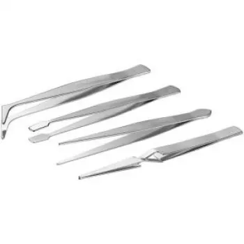 TECLINE Precision precizinių pincetų rinkinys, 4 dalių nerūdijančio plieno smulkiosios mechanikos pincetai (94921)