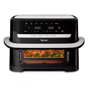 Tefal EY9228 Dual Easy Fry Flex oro gruzdintuvė ir grilis, 6,5L dviejų zonų, 1700W, juoda/sidabrinė