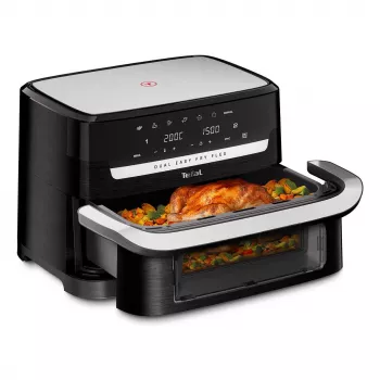 Tefal EY9228 Dual Easy Fry Flex oro gruzdintuvė ir grilis, 6,5L dviejų zonų, 1700W, juoda/sidabrinė