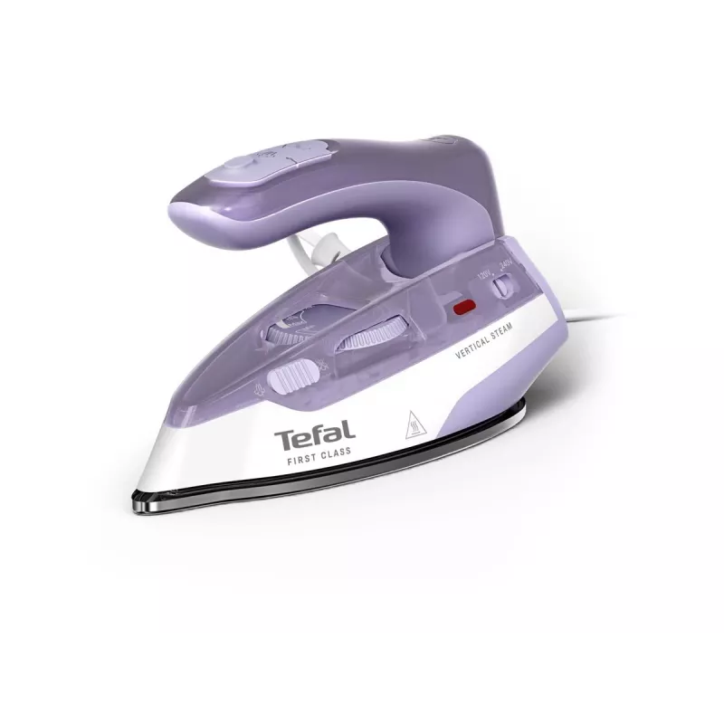 Tefal First Class DB1612E0 kelioninis lygintuvas – 1100 W, nerūdijančio plieno padas, dviguba įtampa, 70 ml talpa, baltas/mėlynas