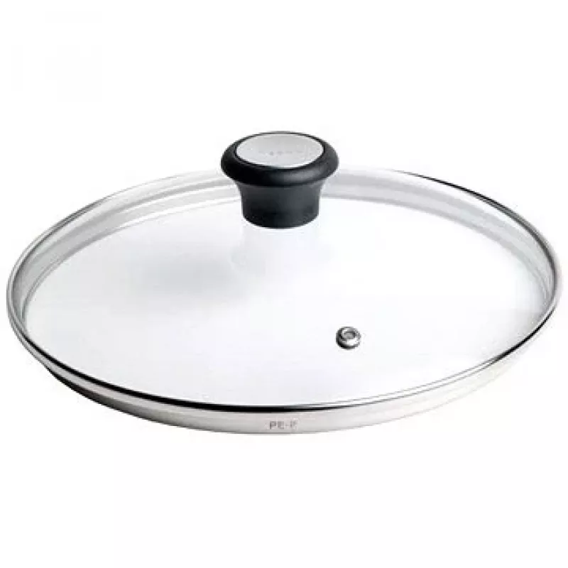 Tefal stiklinis dangtis Ø30cm – grūdinto stiklo dangtis su garų išleidimo anga, nerūdijančio plieno lanku, tinka plauti indaplovėje