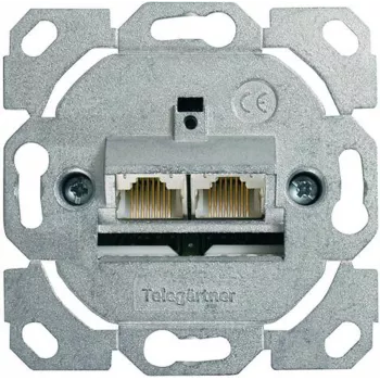 Telegärtner AMJ45 duomenų išvado modulis, 2 prievadų RJ45, Cat.6A ekranuotas, 10G, IDC be įrankių, cinko korpusas