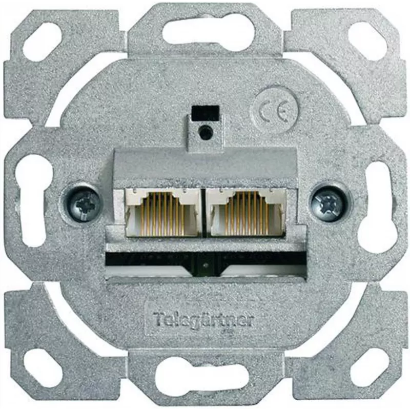 Telegärtner AMJ45 duomenų išvado modulis, 2 prievadų RJ45, Cat.6A ekranuotas, 10G, IDC be įrankių, cinko korpusas