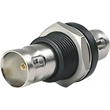 Telegärtner BNC praleidimo adapteris, moteriška-moteriška, 50 omų, panelinis montavimas, nikeliuotas žalvaris, DC-4 GHz