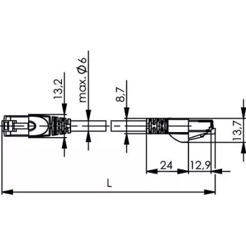 Telegärtner L00004A0104 Cat6a S/FTP tinklo kompiuterio kabelis, 6 m, pilkas