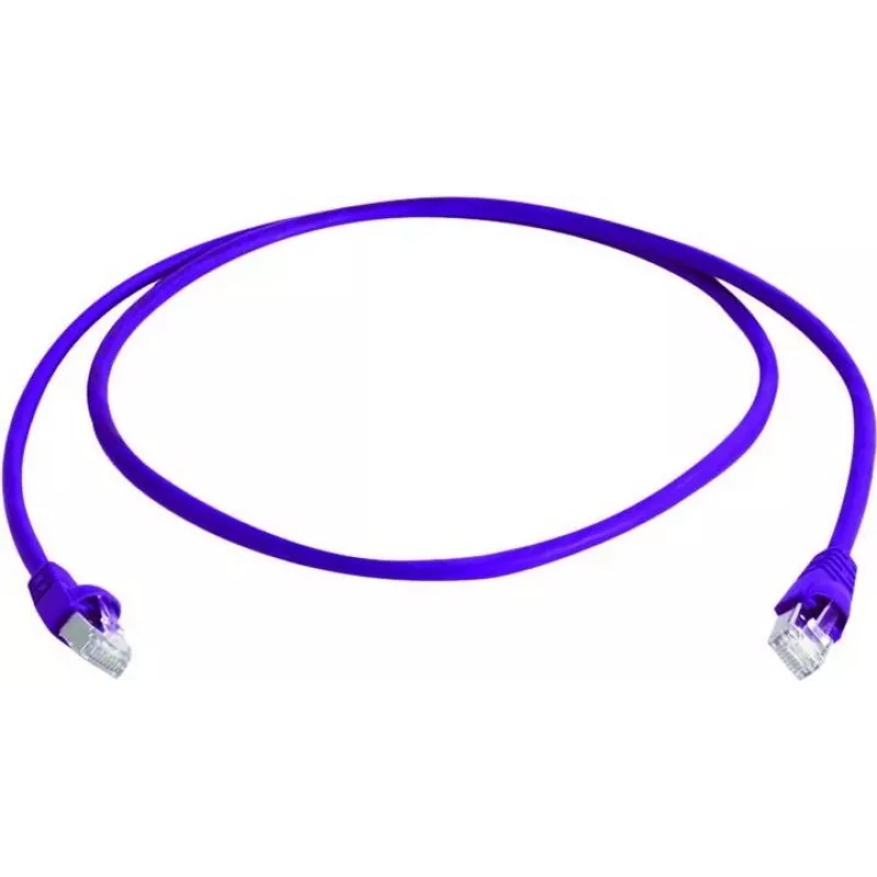 Telegärtner MP8 FS 500 Cat 6a S/FTP komutacinis kabelis, RJ-45 male į RJ-45 male, 0,5 m, violetinės spalvos, su apsauginėmis fiksatorių movomis