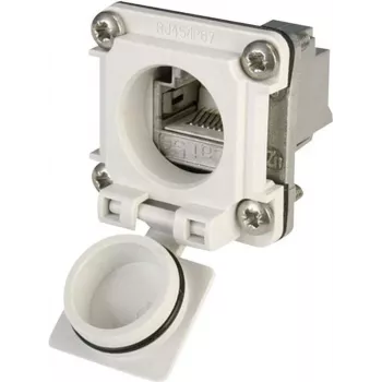 Telegärtner STX V6 RJ45 flanšinis sujungėjų rinkinys, 6 variantas, 8P8C, ekranuotas, Cat.6A, IP67, šviesiai pilkas J00020A0483