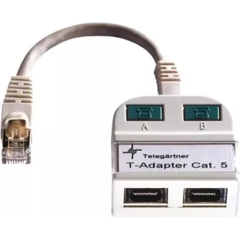 Telegärtner Token Ring skirstytuvas RJ45 vyriškas į 2x RJ45 moteriškus, ekranuotas, šviesiai pilkas J00029A0011