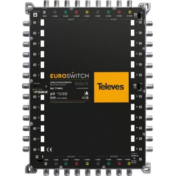 TELEVES EuroSwitch 9x9x24 kaskadinis multiswitch 8 SAT + 1 TER įėjimai 24 vartotojų išėjimai ref. 719604