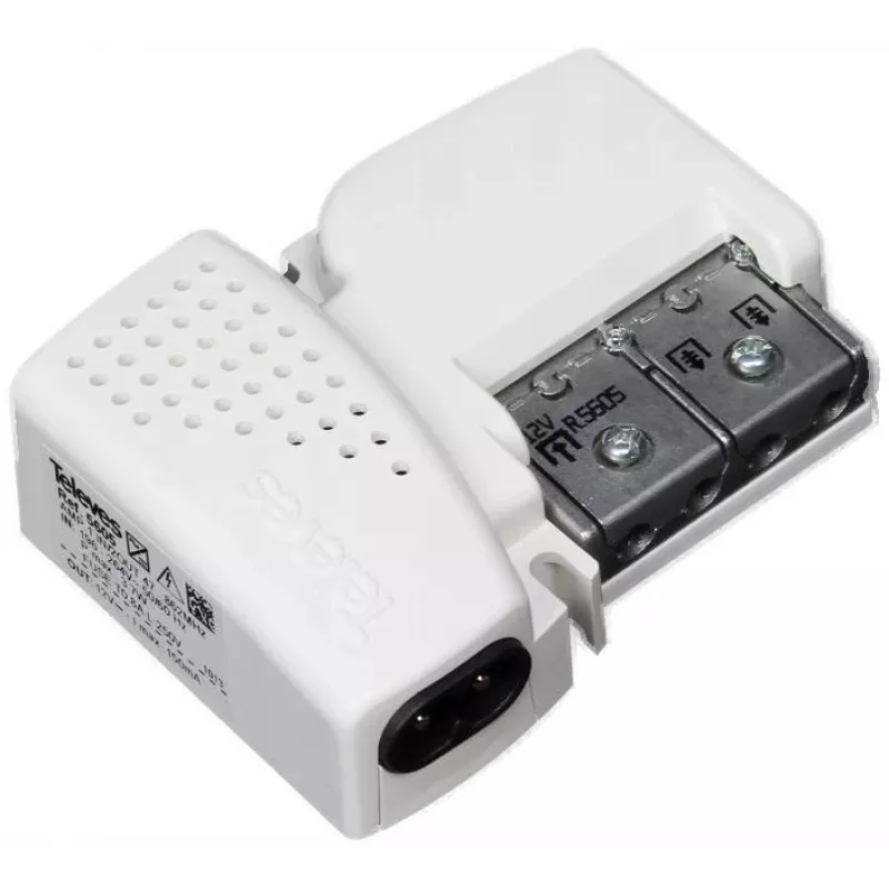 TELEVES PicoKom 1 EC antennos stiprintuvas, 1 įėjimas, 2 išėjimai, 12 dB stiprinimas, 47-694 MHz, F tipo jungtys, vidaus montavimui