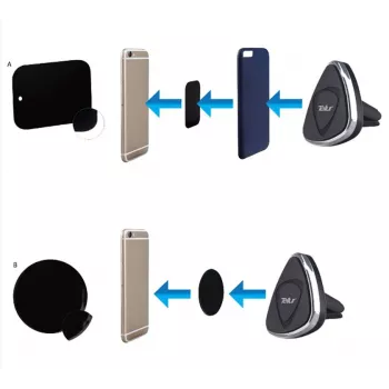 TELLUR automobilinis telefono laikiklis magnetinis, ventiliacijos grotelių tvirtinimas, juodas