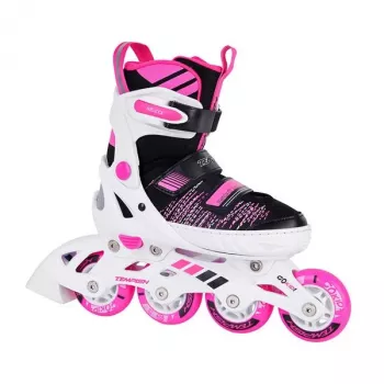 Tempish Gokid Girl Reguliuojami riedučiai mergaitėms, EU 29-32 – 64mm PU ratai, ABEC 5 guoliai, rožinė/balta/violetinė
