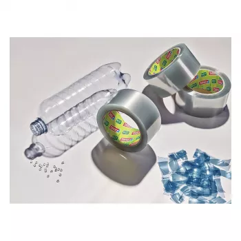 Tesa 58297-00000-01 permatoma PVC pakavimo juosta, 66 m x 50 mm, natūralaus kaučiuko klijai, 60 N tempiamasis stipris, 1 ritinys