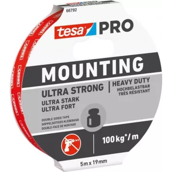 tesa Mounting PRO Ultra Strong 66792-00001-00 tvirtinimo juosta, balta, 5 m x 19 mm, 1 ritinys