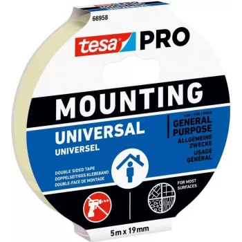 tesa Mounting PRO Universal 66958-00001-00 dvipusė tvirtinimo juosta, balta, 5 m x 9 mm