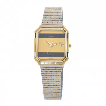 TETRA Women's Watch 1128-A 27mm Stainless Steel Case White Dial Black Leather Strap Quartz Analog
