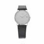 TETRA Women's Watch T-008 30mm sidabrinis ciferblatas juodas odinis dirželis kvarcinis
