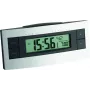 TFA 60.2511 Radijo bangomis valdomas žadintuvas – juodas/sidabrinis, LCD ekranas, patalpų temperatūra, snaudimo funkcija, mėlynas foninis apšvietimas, 2x AAA