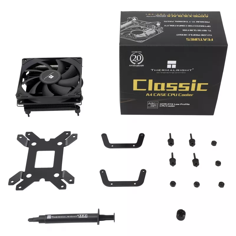 Thermalright AXP90-X36 Black žemo profilio procesoriaus aušintuvas, 92mm PWM ventiliatorius, ITX, Intel ir AMD