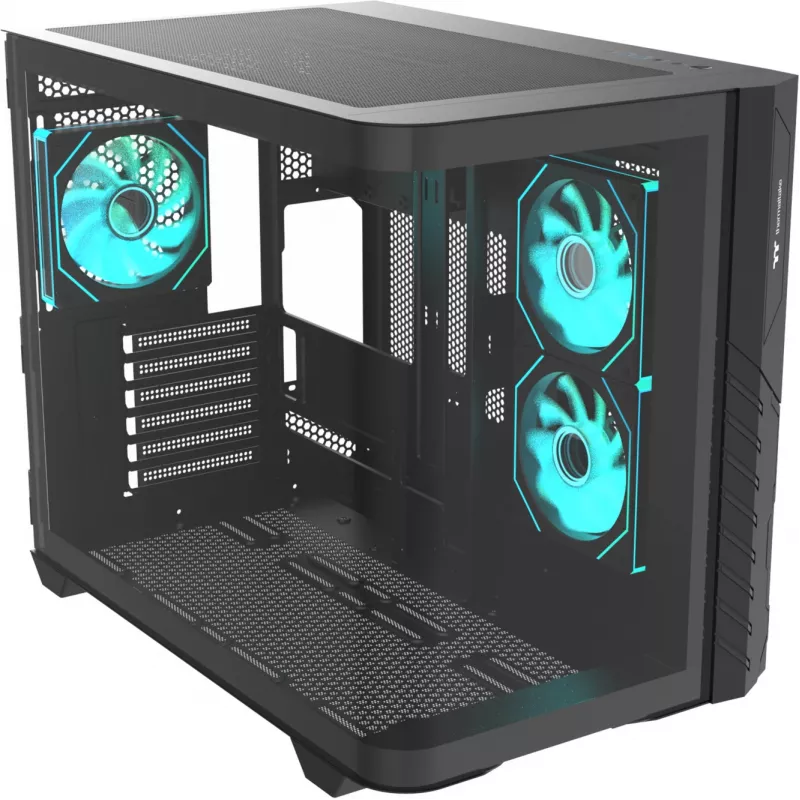 Thermaltake Vision 330 CR ARGB SE Edition Mid Tower korpusas, juodas, 3x grūdintas stiklas, 3x CT140 ARGB ventiliatoriai