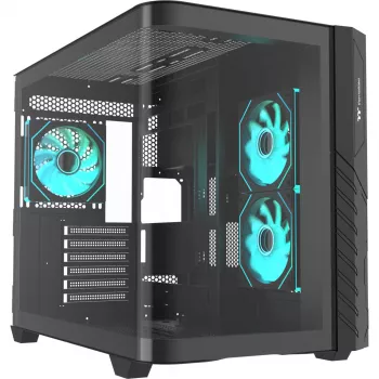 Thermaltake Vision 330 CR ARGB SE Edition Mid Tower korpusas, juodas, 3x grūdintas stiklas, 3x CT140 ARGB ventiliatoriai