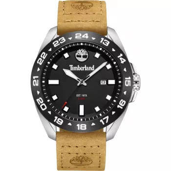 Timberland vyriškas analoginis kvarcinis laikrodis Henniker II, 44 mm nerūdijančio plieno korpusas, rudos odos dirželis TDWGB0029401