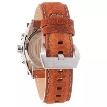 Timberland vyriškas laikrodis TBL1331JS-02C 45mm nerūdijančio plieno kvarcinis analoginis juodas ciferblatas rudos odos dirželis