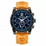 Timberland vyriškas laikrodis TDWGF2230406M 46mm nerūdijančio plieno mėlynas ciferblatas rudos odos dirželis