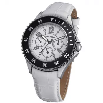 TIME FORCE Woman TF3300L02 40mm Analoginis Kvarcinis Laikrodis Baltas Odinis Dirželis