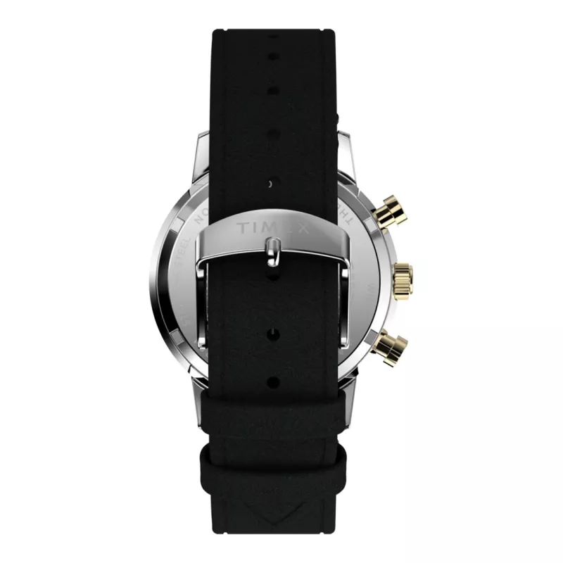 Timex vyriškas analoginis kvarcinis laikrodis Expedition Scout TW2W60300A – 43 mm, juodas ciferblatas, ruda odos juosta, INDIGLO apšvietimas