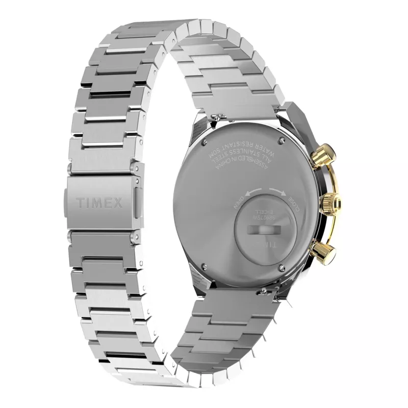 Timex TW2W64200 vyriškas kvarcinis laikrodis su rudu odiniu dirželiu ir juodu ciferblatu, 40 mm